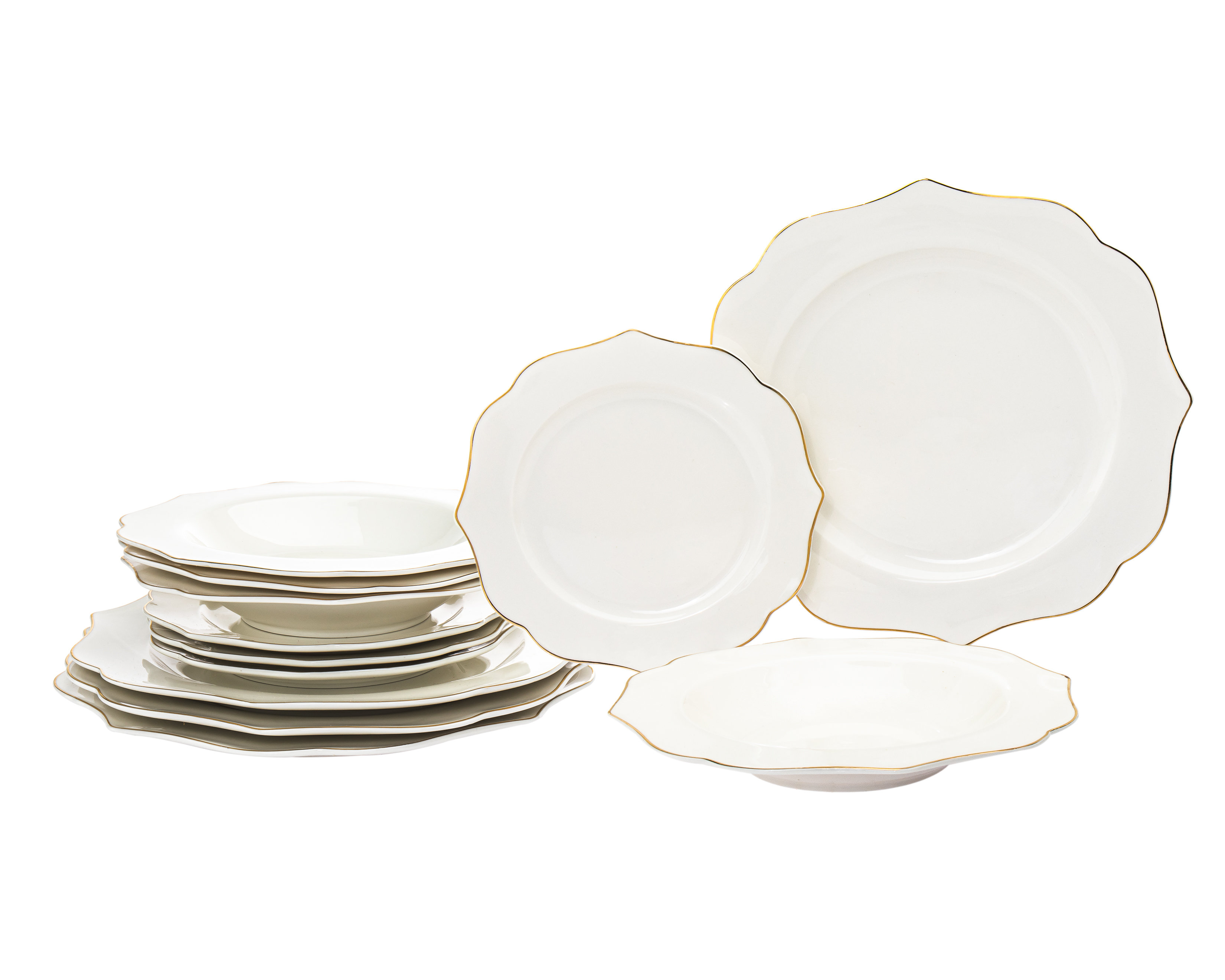 Godinger Silver Art Co Arendale Gold Rim 12 Piece New Bone China Dinnerware Set Reviews Wayfair